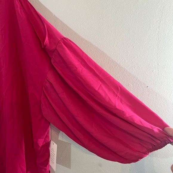 Eloquii Top Women 20 Pink Pullover High Neck Cold Shoulder Puff Sleeve Keyhole - Picture 4 of 13